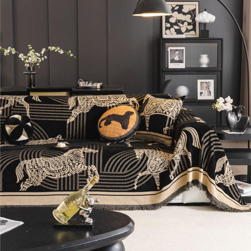 Funda Sofa Hjem Chenille Horse Print Sofamatte Dynepledd Helårs Camping Piknik Dekken Sofatrekk Høst