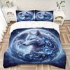 3pcs Enchanted Moonlit Wolf Bedding Set - Includes 1 Quilt Cover and 2 Pillowcases, Comfortable Bedding with Stylish Design for Bedroom, Machine