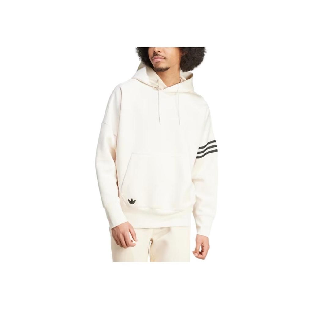 Adidas Originals Neuclassics Soft Comfortable Lightweight Breathable Hooded Pullover Loose Long Sleeve Sweatshirt Men sweatshirt White JF9141