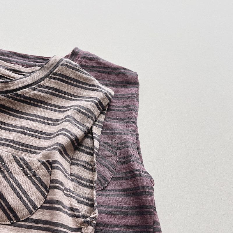 2025 Kinder Tanktop gestreift - Koreanischer Stil, Lockere Passform, Unisex, Trendige Kinderbekleidung