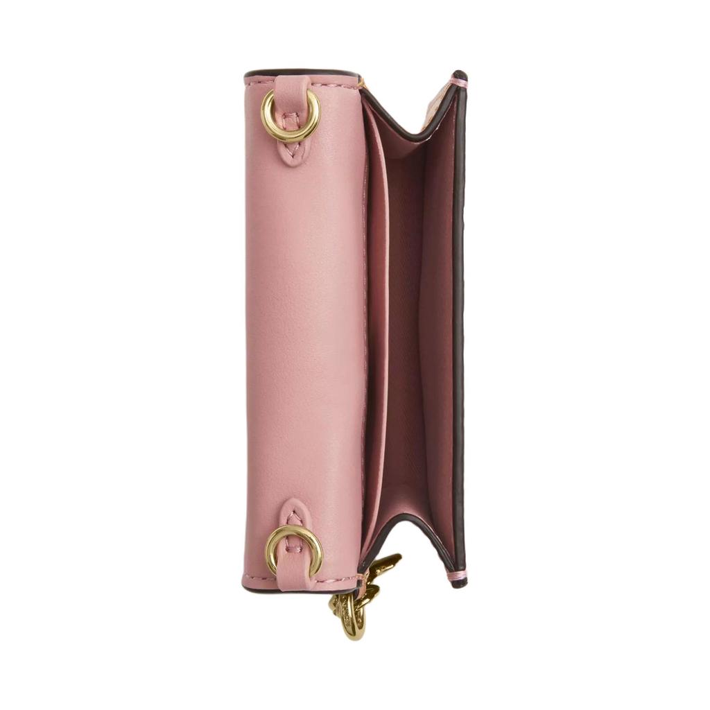 Coach Mini Gold Chain Accessory Coated Canvas Wallet Pink Women wallet CEF59-IMPO