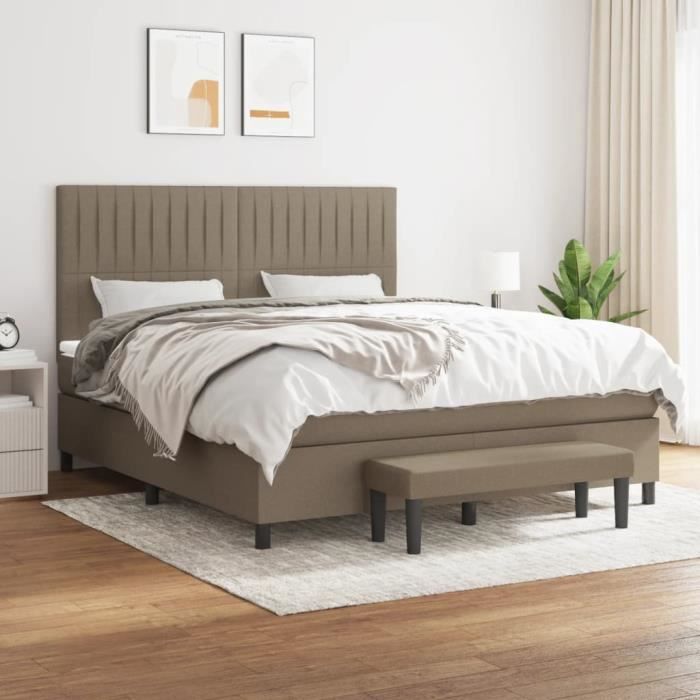 3136777 vidaXL Divan Bed with Mattress Taupe 180x200 Cm Fabric