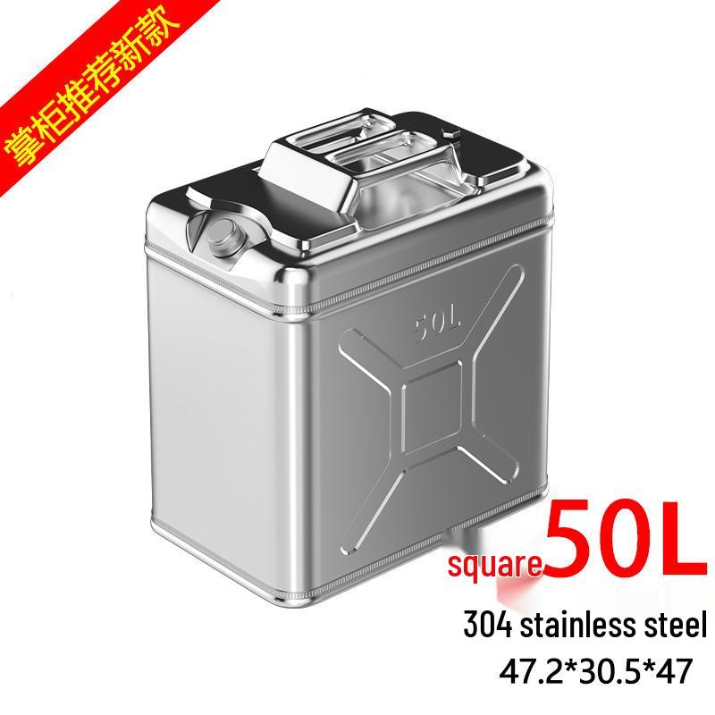 Stainless Steel Fuel Can - 304 Gasoline & Diesel, 10L/20L/30L, Thickened Portable Car Spare Tank