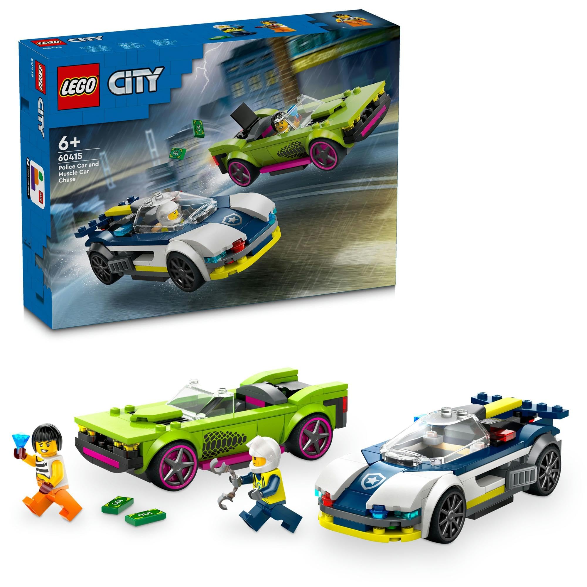 LEGO City Police Car Chase Toy Playset 60415 Building Blocks Educational Gift for Kids 6-9 Boys and Girls