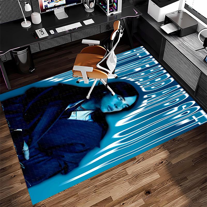 1pc Singer Billie Eilish1 Print Area Rug - Soft, Washable Non-Slip Indoor Mat for Office Chairs, Living Room, Home Office Decorative Rug