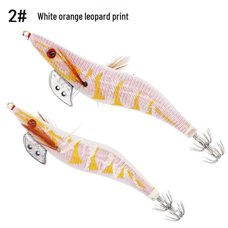 Fishing Lure Set: Luminous Squid Hooks & Wooden Shrimp Bait (3.0#-3.5#)
