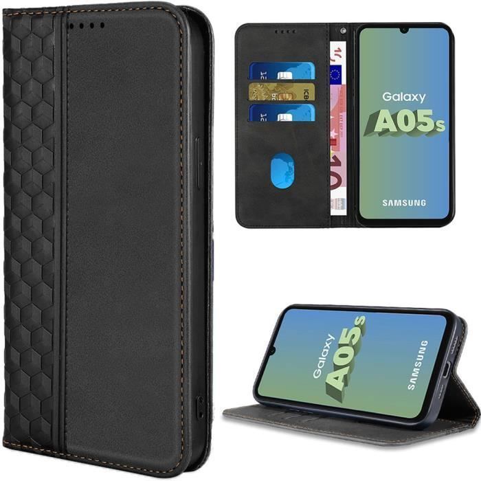 Coque de protection - BOOLING - pour Samsung Galaxy A05s - Noir - Cuir PU - Antichoc - Porte-Cartes