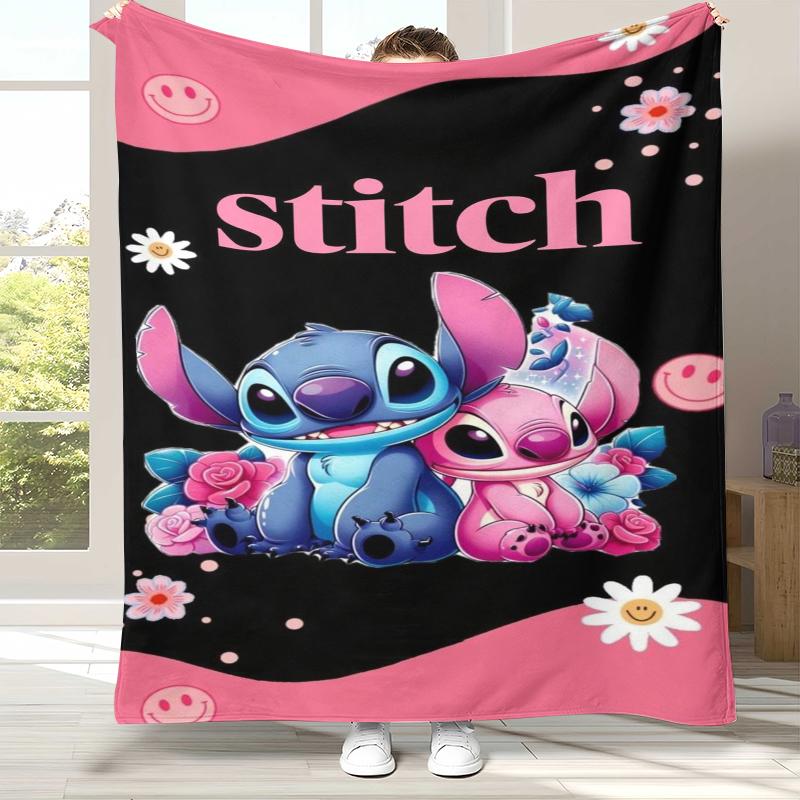

Kawaii S-Stitch Cartoon Flannel Blanket,Ultra Soft Warm Plush Throw for Home Bedroom Bed Sofa Cover Camping Picnic gift kids 75x90cm