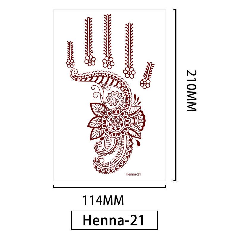 Lace Brown Waterproof Henna Flower Tattoo Stickers for Hands