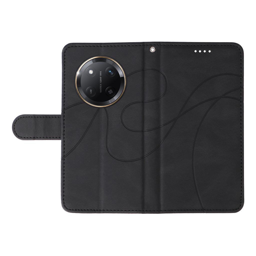 For Honor X60 Pro 5G/Honor X9c 5G Wallet Case Leather Phone Cover Stand with Curved Line Design