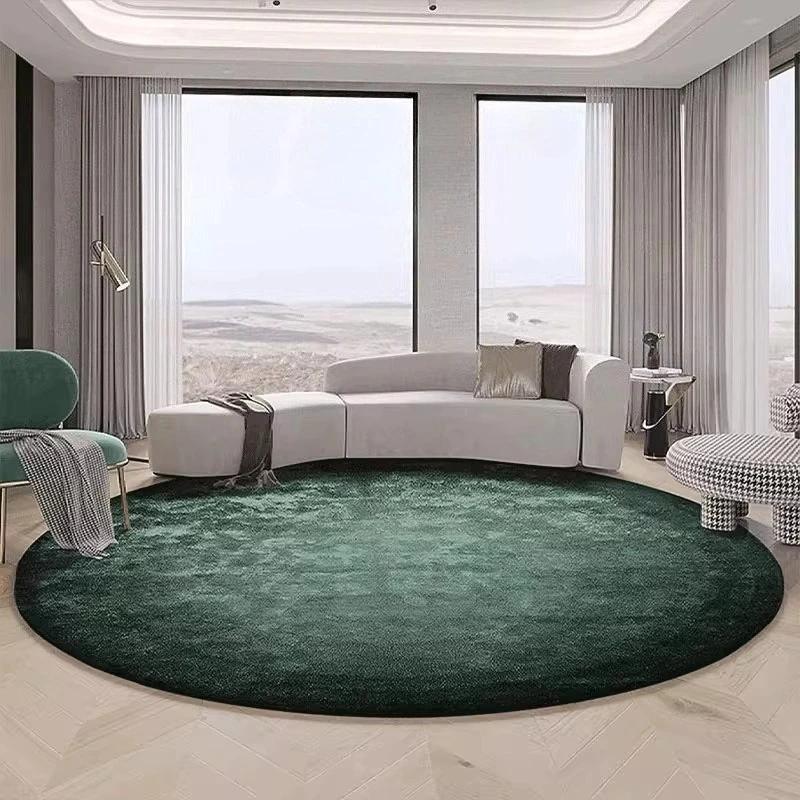 

Round Dark Green Solid Color Area Rug Soft Plush Mat Non Slip Elegant Stylish Modern for Living Room Bedroom Home Decor 80cm x 80cm