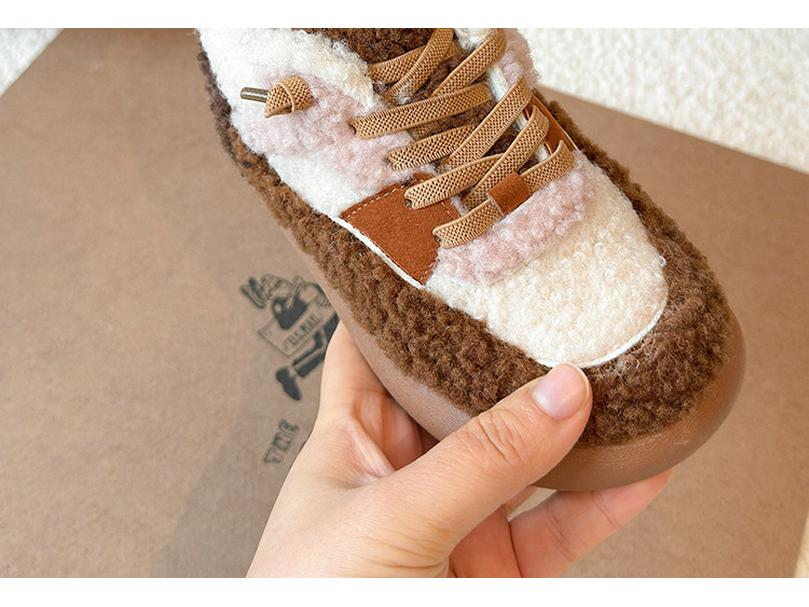 Winter 2025 Children's Cute Double-Layer Fleece-Lined Cotton Shoes for Boys and Girls