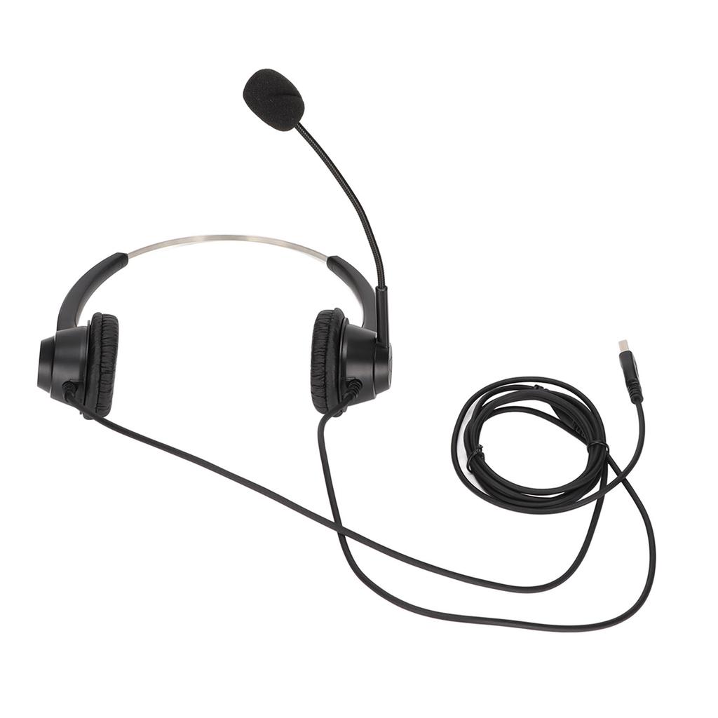 H360DUSB Double Sided Headset Black Volume Adjustment USB Business Headset with USB Plug for