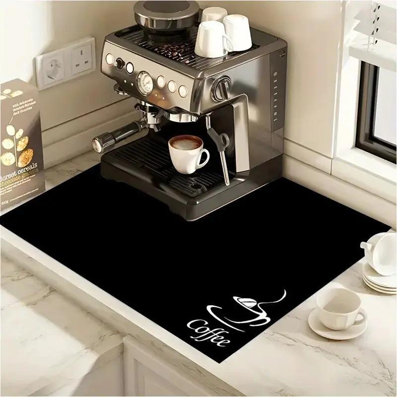 Creative Pattern Printed Coffee Machine Mat Desktop Drainage Pads Kitchen Countertop Quick Water Absorbing Utensil Drain Pad Washable Mats 1pcs