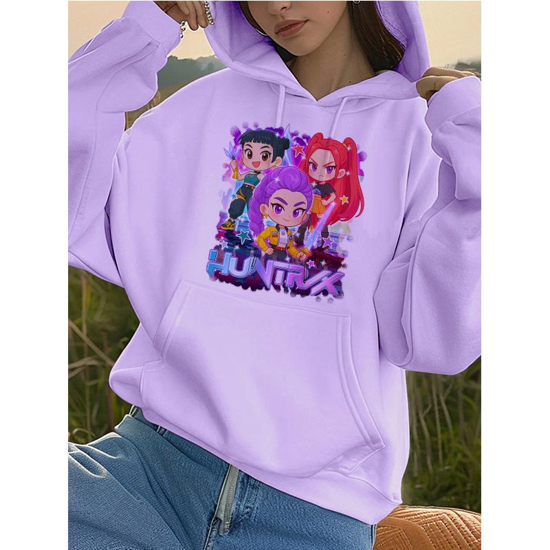Kpop Demon Hunters Tiger Pocket Hoodies Manga Harajuku Hoody Hooded Women's Autumn Winter Sweatshirts Girls Pullovers Clothes