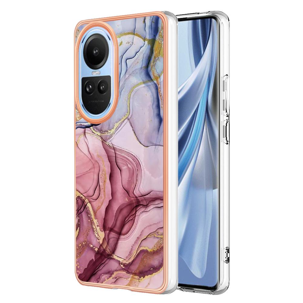 YB IMD Series-16 Style E TPU Case for Oppo Reno10 5G (Global) Electroplating 2.0mm Marble Pattern IMD Phone Cover
