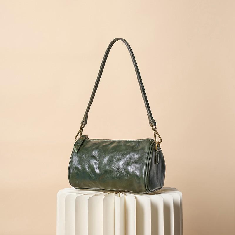Retro Leather Armpit Toe Cover Layer Cowhide Tree Paste Vegetable Tanned Pillow Bag Versatile Texture Single Shoulder Crossbody Women's