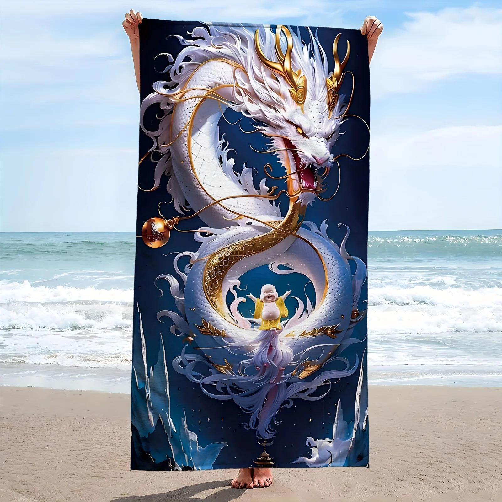 

Mythical Dragon Bath Towel - Intricate Art Design, Soft Absorbent, Perfect for Summer Relaxation,Adds Fantasy to Your Beach Days 50x100cm