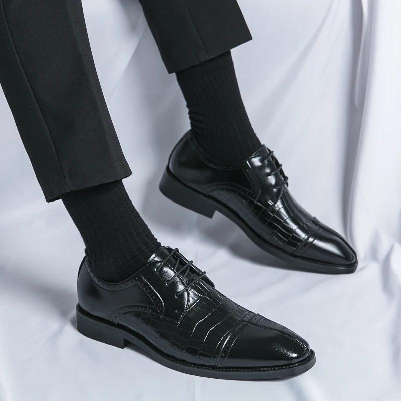 Men Derby Shoes Lace-up Business Men Shoes Black Brown Pu Shoes for Men with  Size 38-48 Mens Dress