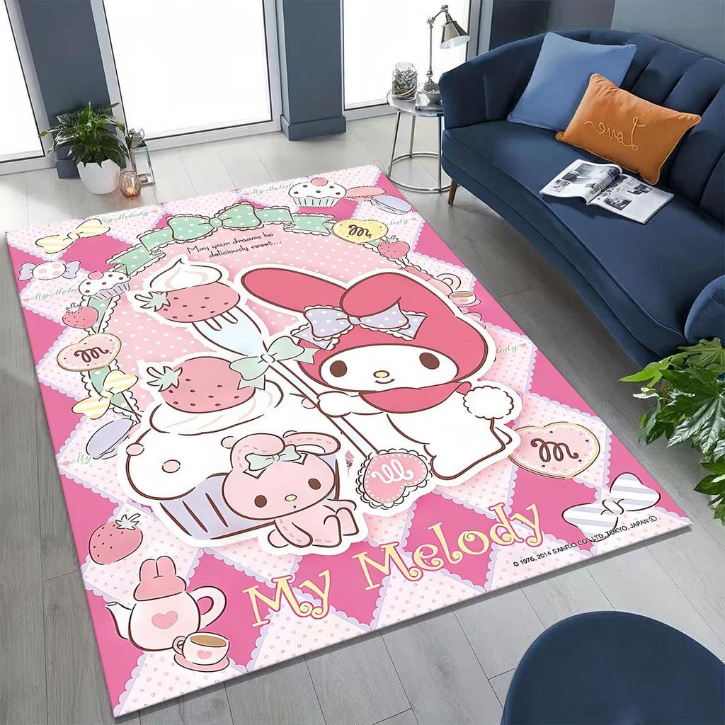 27 Style Cute My Melody Sanrio Rug for Bedroom Living Room Sofa Home Doormat Decor, Large Kids Play Non-slip Floor Mat Gift
