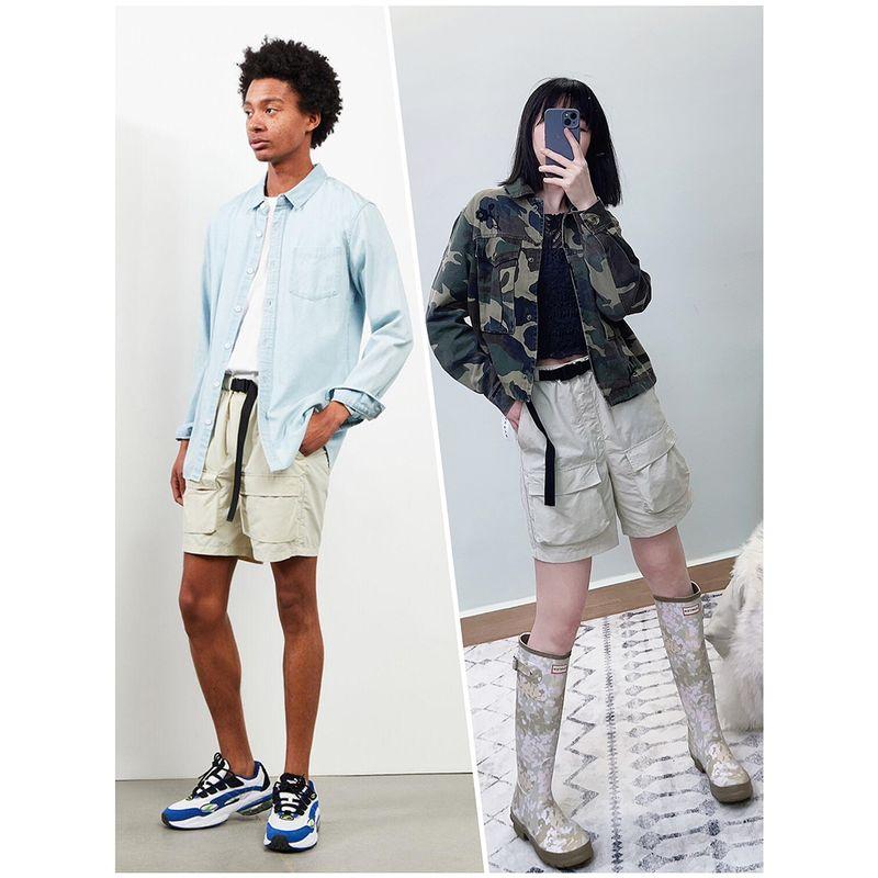 

Men Light Khaki Green Clothing Shorts Elastic Waist Image color XL