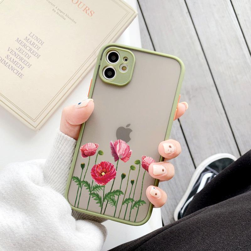 Poppies Flower Print Phone Cases for iphone 7 8 Plus SE 2020 For iPhone 15 14 11 12 13 Pro Max X XS XR Matte Shockproof Cover