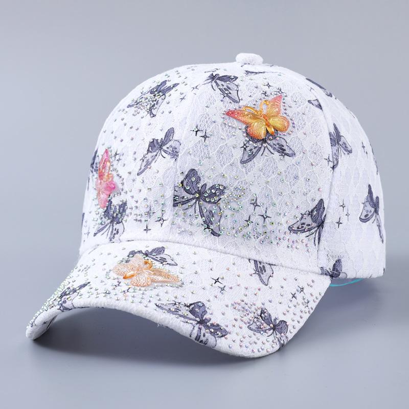 New lace butterfly dragonfly decorative baseball cap spring and summer breathable diamond curved brim sunshade cap