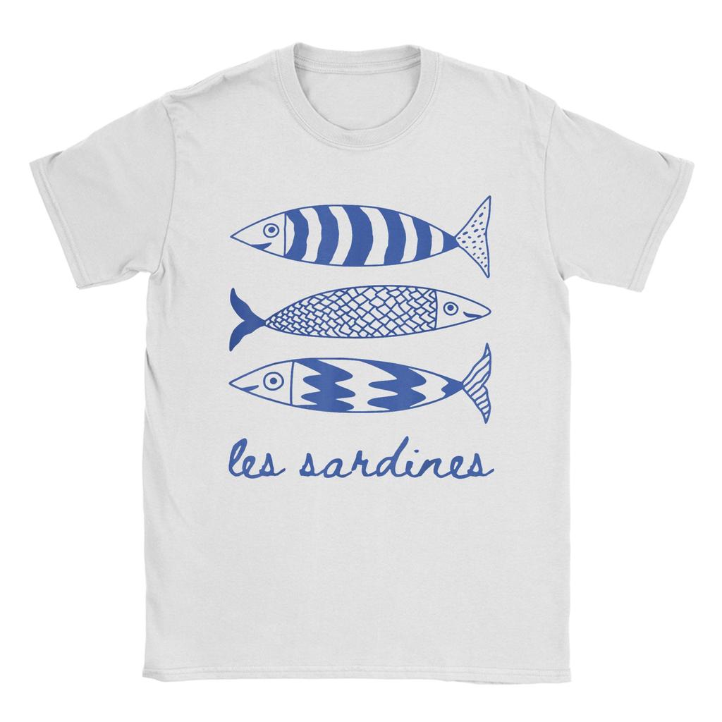 Les Sardines Tinned Fish Graphic Funny T Shirt Men's  Cotton Funny T-Shirts O Neck Fisherman Tees Short Sleeve Tops Classic