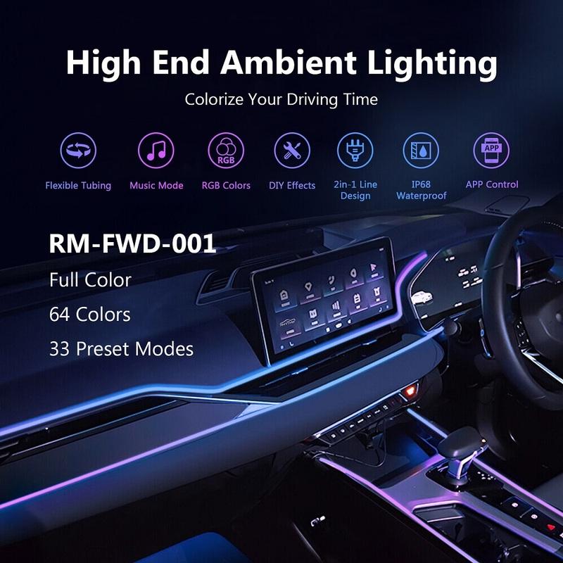 Універсальні симфонічні автомобільні підсвітки 18 в 1 64 RGB Підсвітка салону автомобіля Акриловий світловод Оптоволоконна прикраса автомобіля Атмосферне світло
