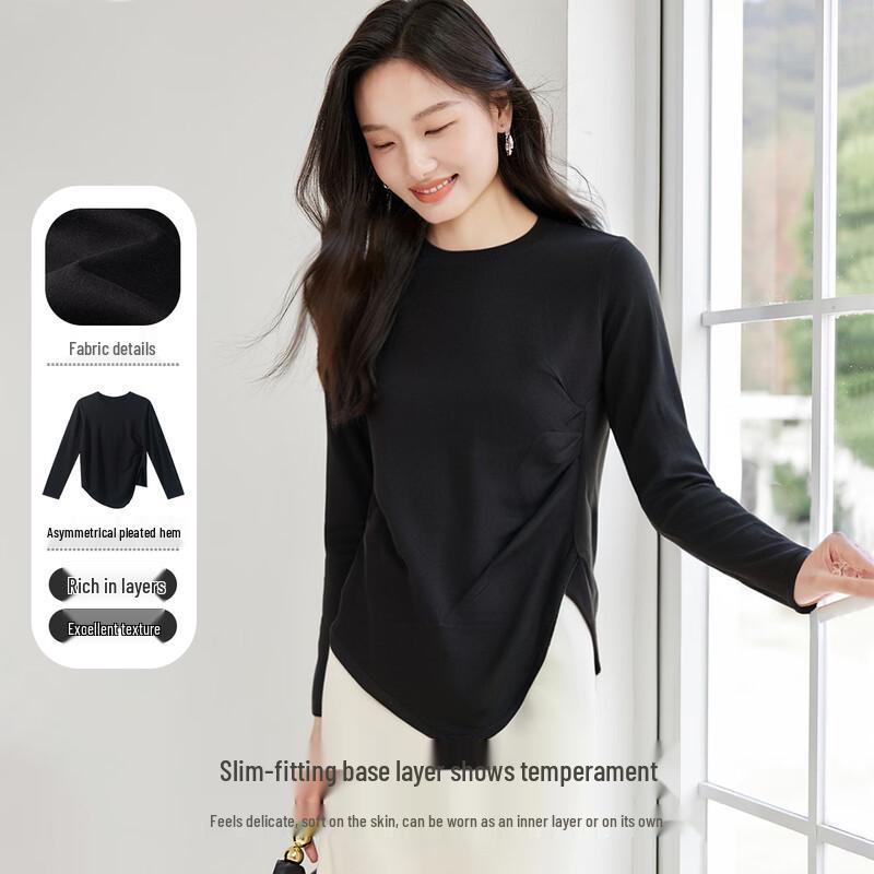 

HSTYLE Женский трикотажный топ с длинным рукавом и неровным подолом F(170/88A)