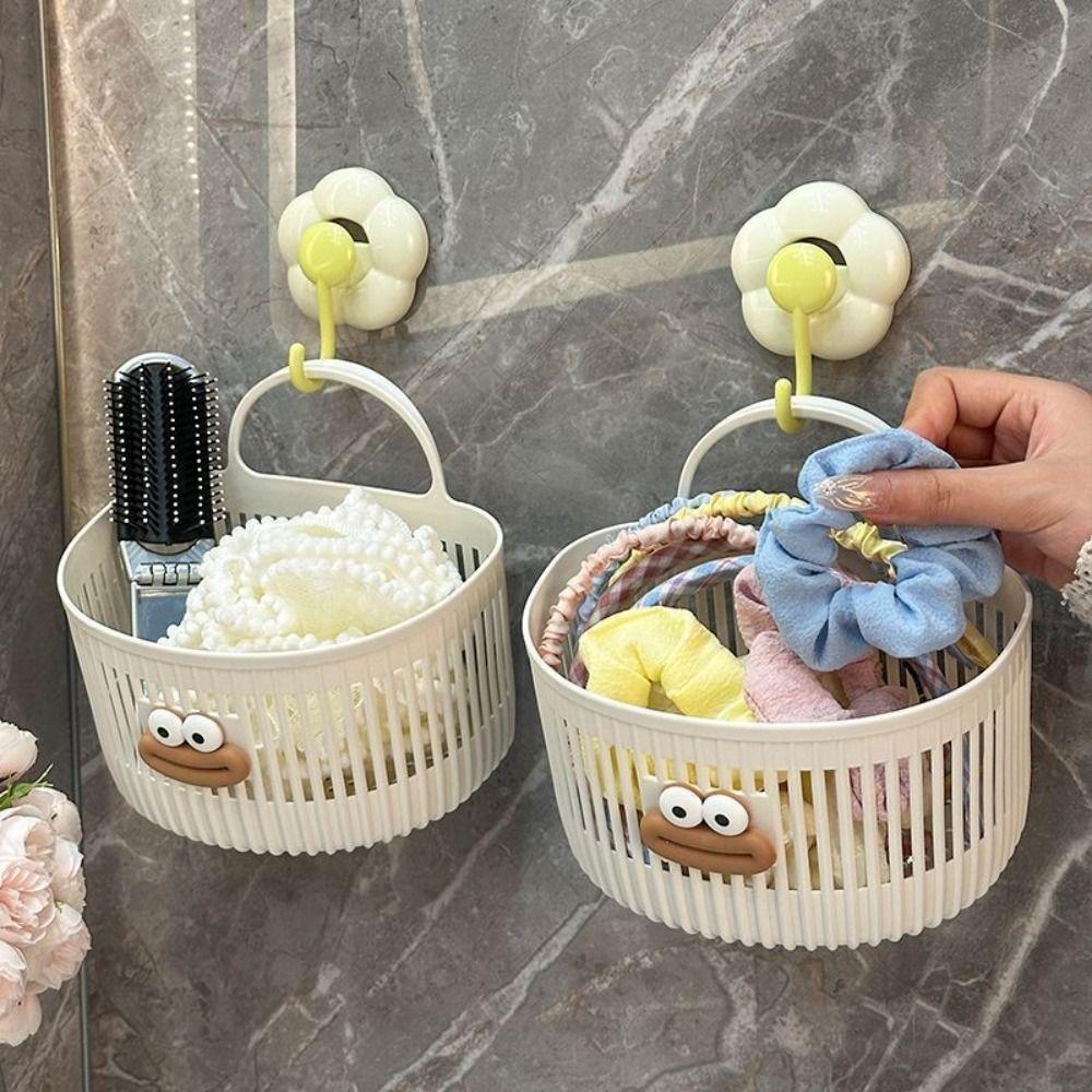 Cute Reusable Kitchen Hanging Baskets Wall-mounted Cartoon Storage Basket Sausage Mouth Space-Saving Organizer