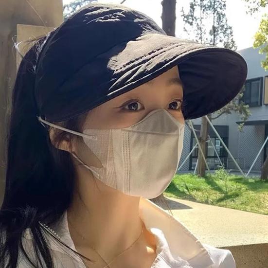 Sun Hat Adjustable Back Buckle Extended Brim Hollow Top Design Ponytail Hat Summer Outdoor Activities Sun Protection Hat