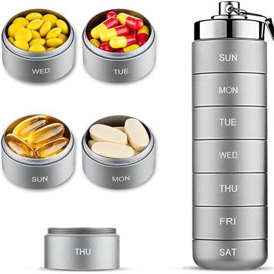 Sealed Waterproof 7 Days Split Aluminum Alloy Metal Pill Box Weekly Medicine