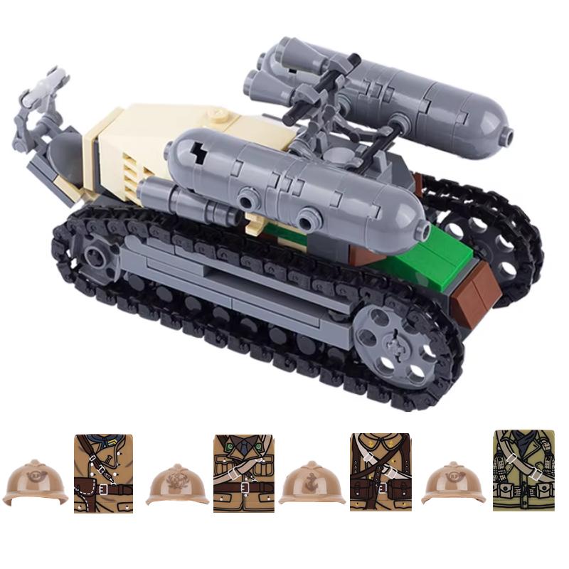 WW2 French Army Soldiers Weapons Building Blocks WW1 Renault FT-17 Main Battle Tank Build Bricks Toys Children Gifts Puzzle DIY