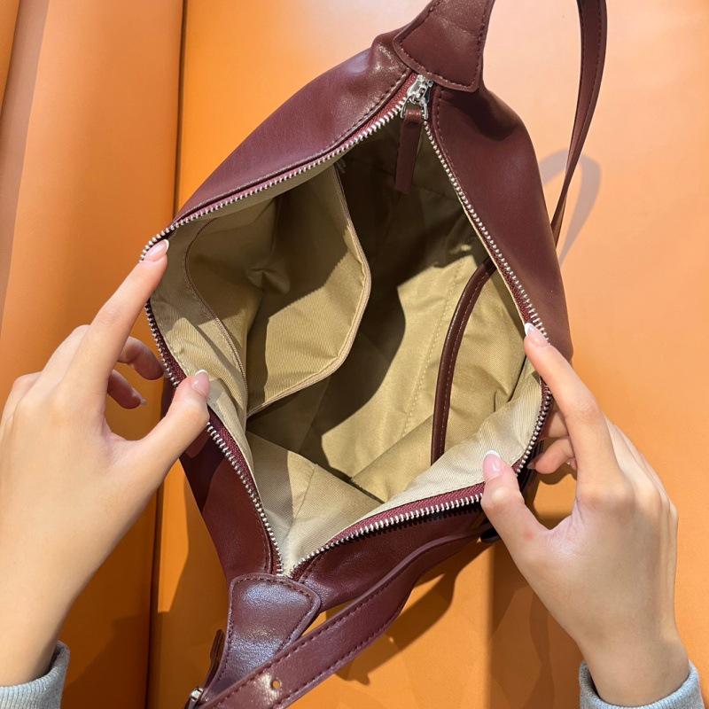 2025 Women's Genuine Leather Crossbody Dumpling Bag - Soft Crystal Vegetable-Tanned Cowhide for Autumn/Winter