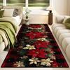Merry Christmas Poinsettia Plaid Kitchen Rug Lliving Room Entrance Non-slip Door Mat Balcony Bath Floor Mat Christmas Decoration