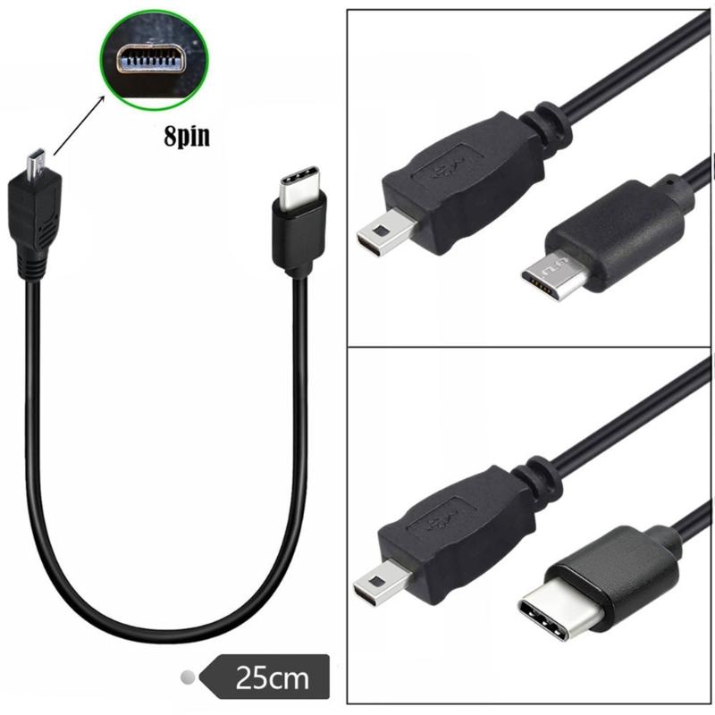 USB C Data Cord Mini USB to USB C OTGCable Mini8P to MicroCord for Easy File Transfer to Computer Mobile Device