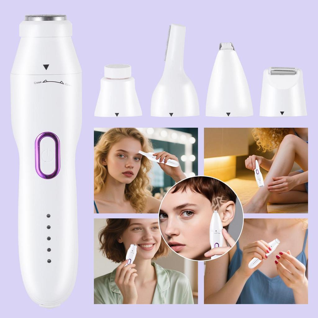 5 In 1 Electric Shaver for Women Female Razor Bikini Trimmer Facial Shavers for Ladies Underarms Legs Portable Painless Epilator