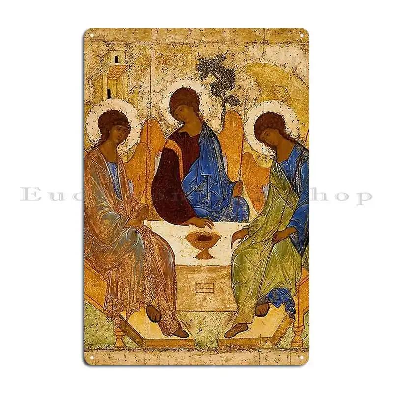 Heilige Drie-eenheid Schilderij Rublev Drie-eenheid Metalen Bord Designer Ontwerpen Decoratie Club Poster Tinnen Bord Poster