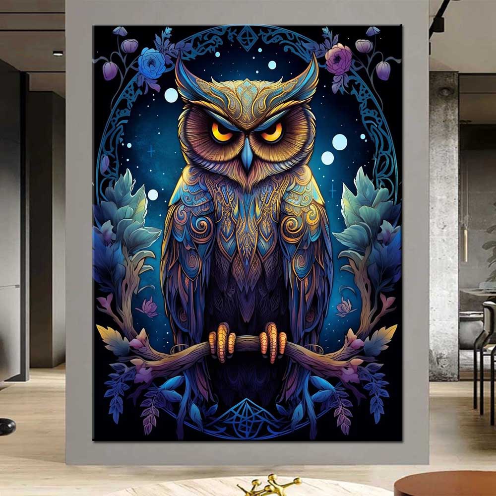 Full Square/Round Drill 5D DIY Diamond Painting Owls and Flowers Picture Diamond Embroidery Cross Stitch Home Decor Y3781