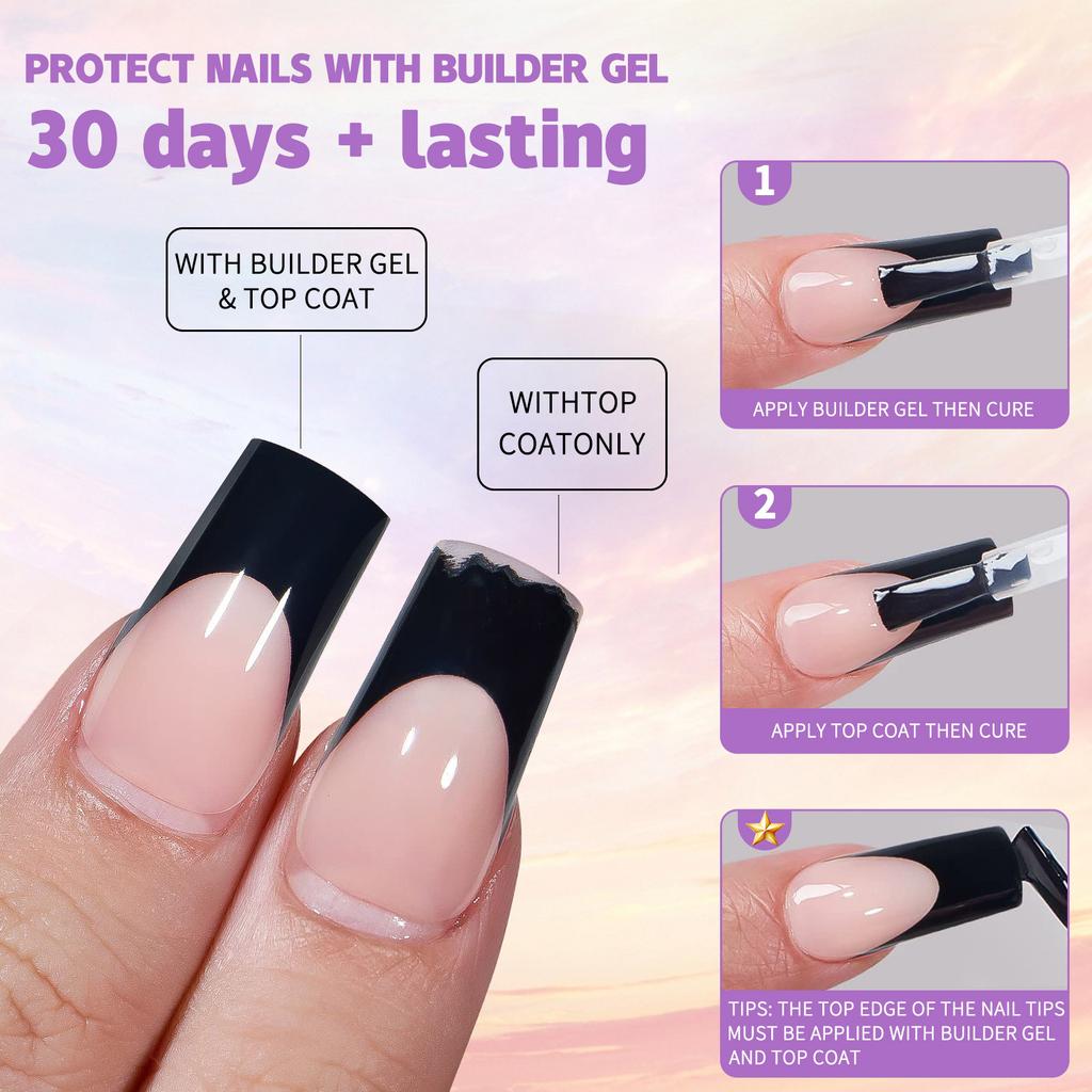 150Pcs Press On Nails Soft Gel False Nail Tips 3 In 1 Pre-Colored French Nails Fake Nails 14 Sizes for Nail Extension