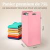 Panier à linge - hennez - katy - feutre - rose - 75 litres