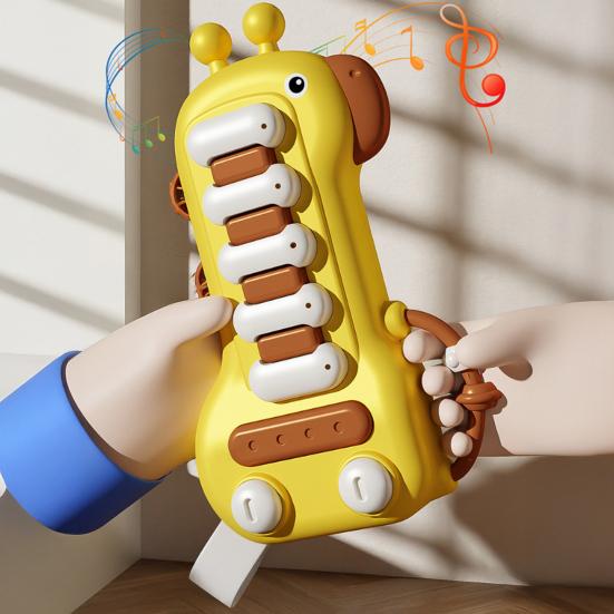 Pianoforte Elettronico Giocattolo Giraffa Cartone Animato con Luci Suono Coordinazione Mano-Occhio Bambini Piccoli Ragazzi Ragazze Educativo Tastiera Elettrica Giocattolo Musicale