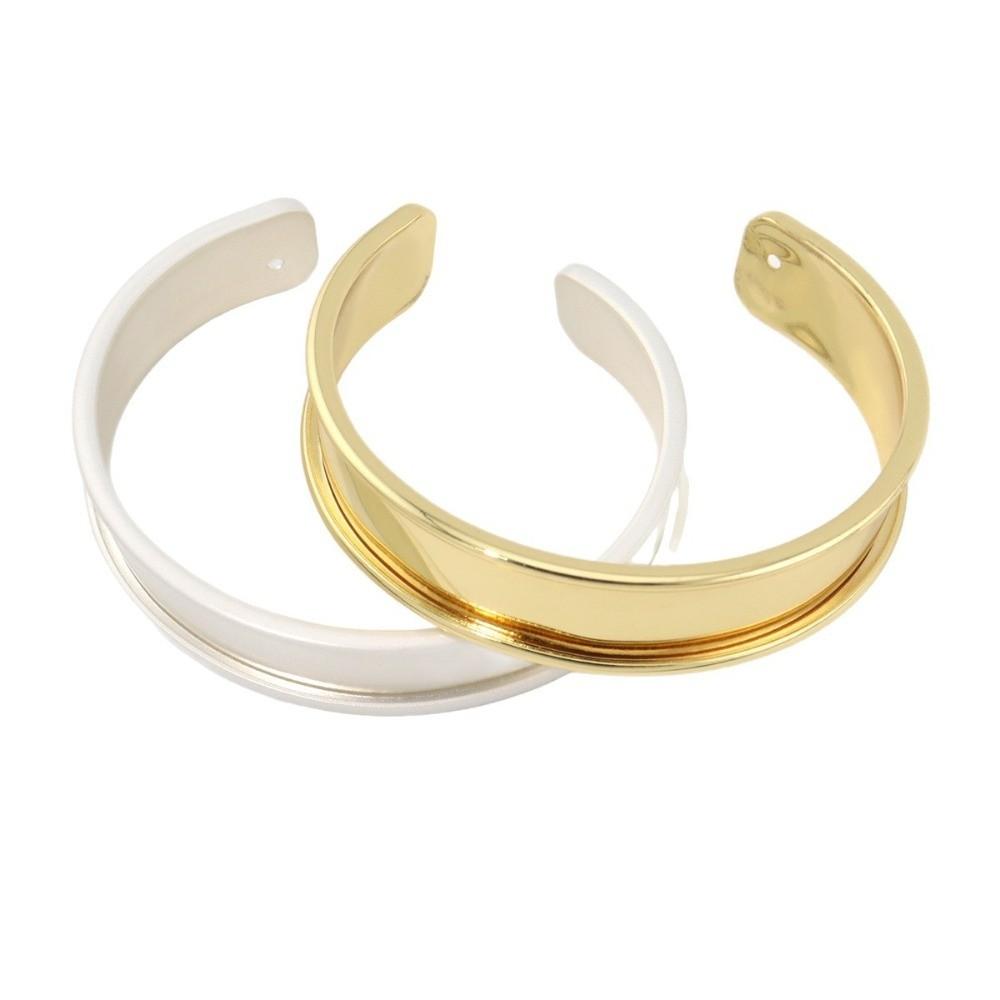 18K Genuine Gold Wide Open Bangle Pure Copper Simple Bracelet Base for Women