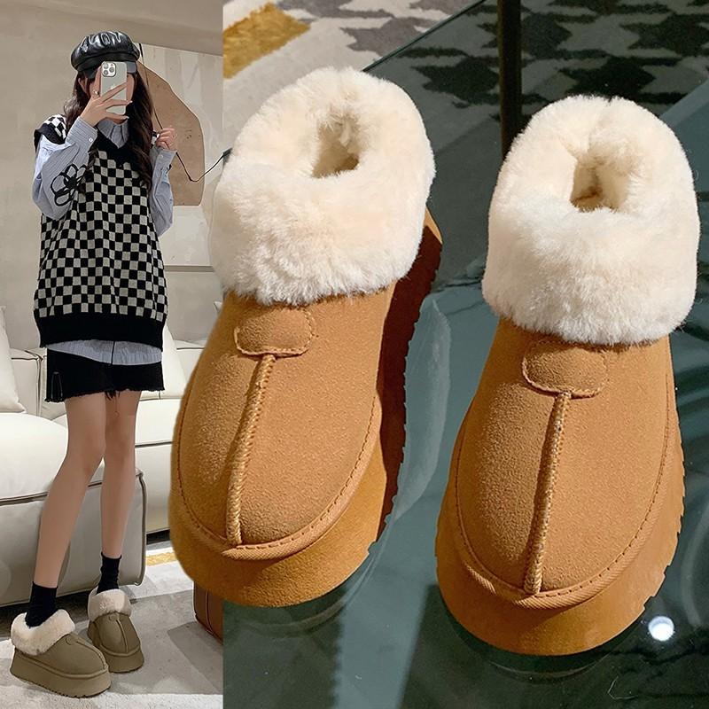 Short Snow Boots Women's Winter Piled and Thickened Fluffy Shoes New Thick-soled Warm Cotton Shoes