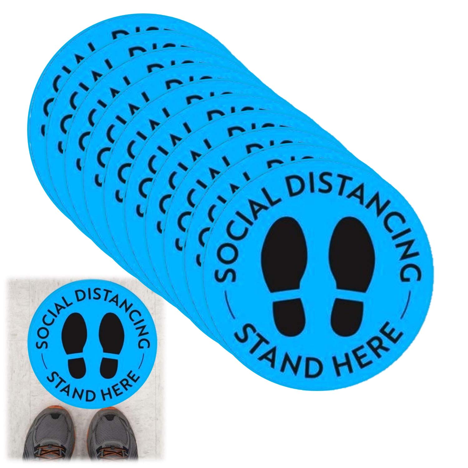 

XP Design Social Distancing Floor Wall Signs 10 Stickers, Stickers, Stickers, Signs, (Blue, Sheets)