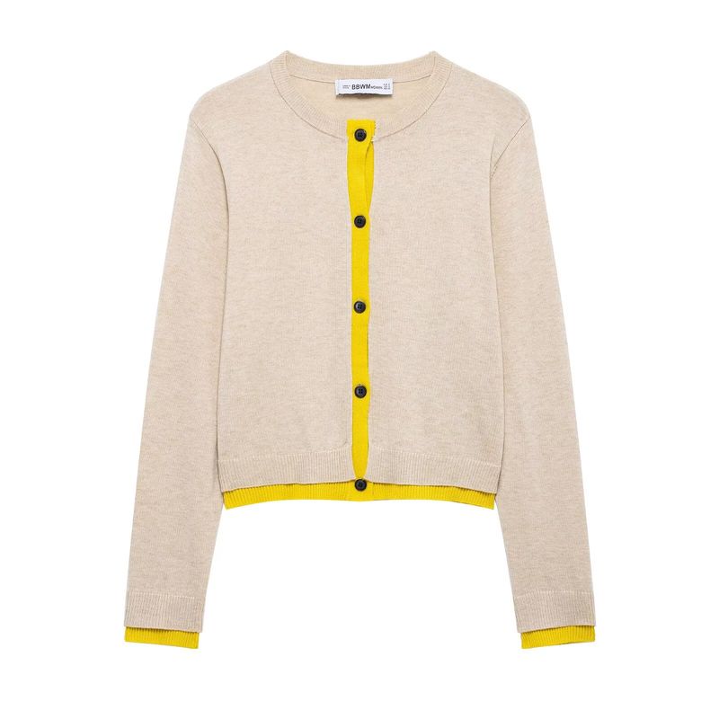 

Kaslead Новое поступление Женская одежда Модный стиль Стильный Простой и Универсальный Трикотаж в стиле пэчворк Верхняя одежда 3581005 Image color L