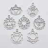 7 Stück Chakra Anhänger Mandala Anhänger Yoga OM Buddhistisch Hohl Vintage DIY Halskette Ohrringe Anhänger Handgefertigter Schmuck Geschenke