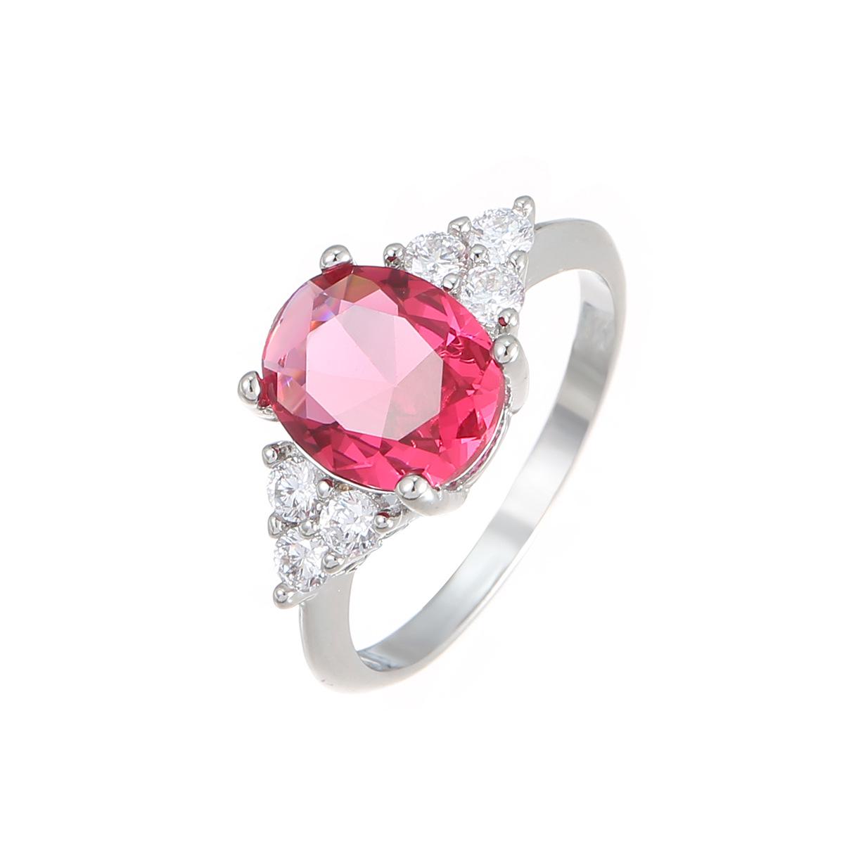 

Women s Luxurious Cross-Border Fashion Zircon Ring - Colorful Purple-Blue Tourmaline, European and American Style Size 7