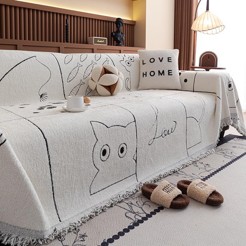 

Всесезонный флисовый чехол для дивана Cat Camping Picnic Funda Sofa Arctic Velvet Чехлы для дивана Коврики Пледы 180x130